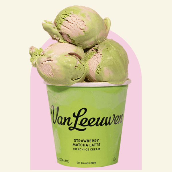 overscooped ice cream pint of strawberry matcha latte
