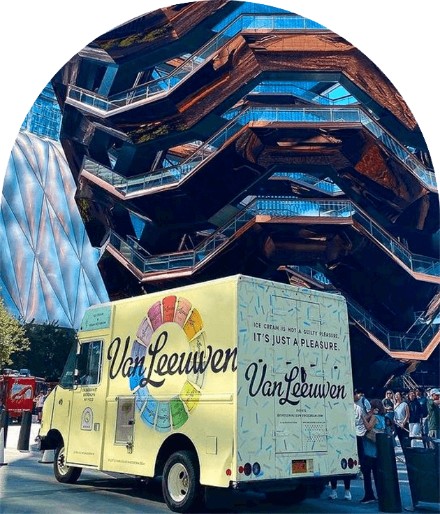 scoop truck in front of hudson yards
